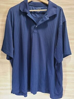 George Golf Polo Shirt 2XL Blue Vertical Stripe Polyester Performance